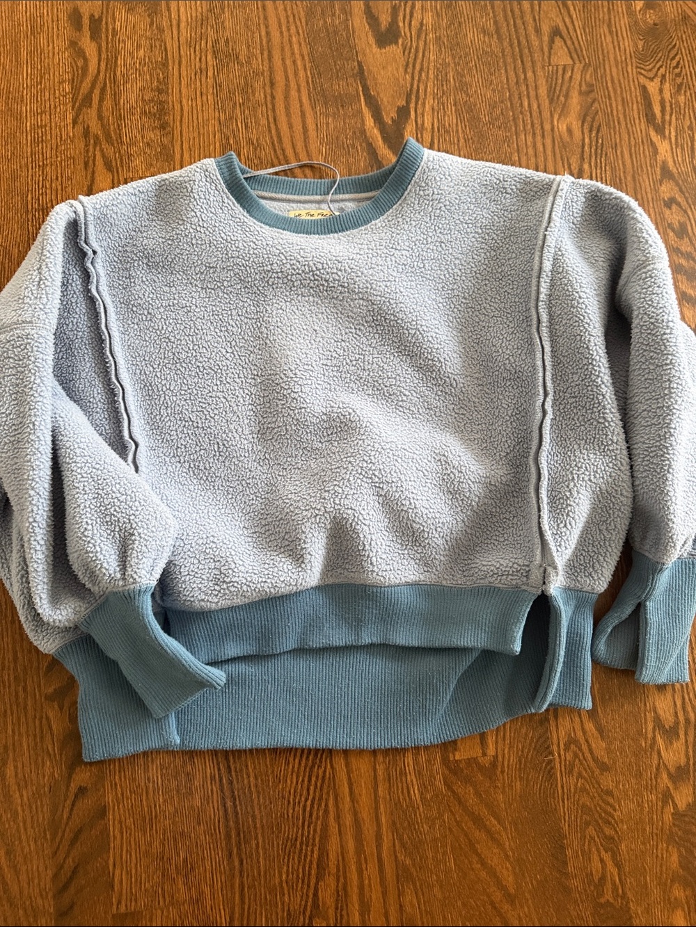 We The Free Light Blue Sherpa Crewneck Pullover